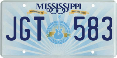 MS license plate JGT583