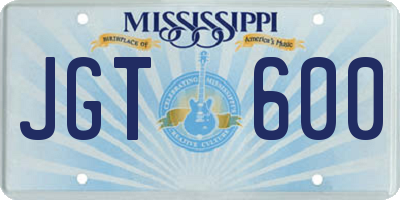 MS license plate JGT600