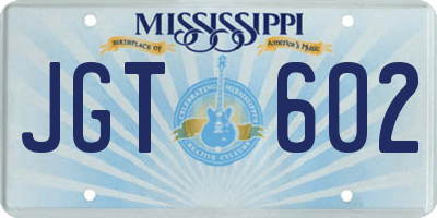 MS license plate JGT602
