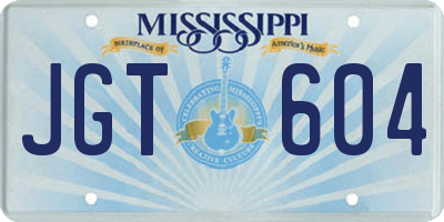 MS license plate JGT604