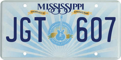 MS license plate JGT607