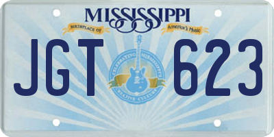 MS license plate JGT623