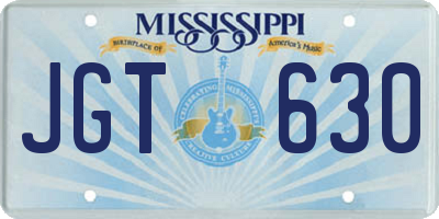 MS license plate JGT630