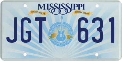 MS license plate JGT631