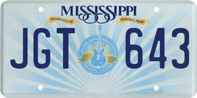 MS license plate JGT643