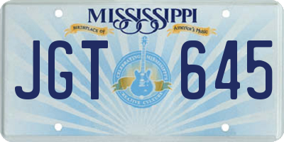 MS license plate JGT645