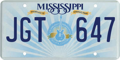 MS license plate JGT647
