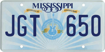MS license plate JGT650