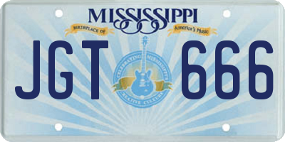 MS license plate JGT666