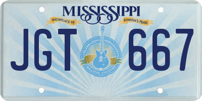 MS license plate JGT667