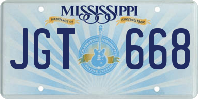 MS license plate JGT668