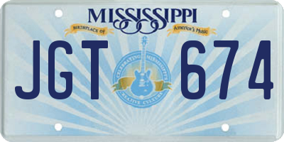MS license plate JGT674