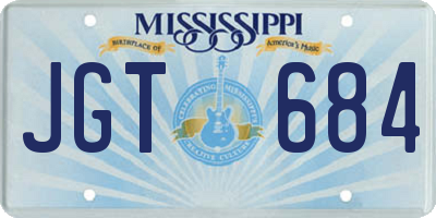 MS license plate JGT684