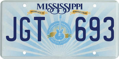 MS license plate JGT693