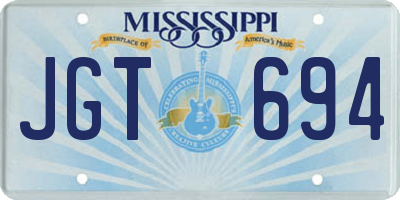 MS license plate JGT694