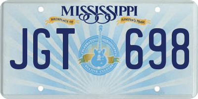 MS license plate JGT698
