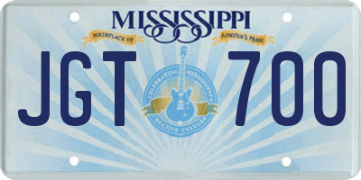MS license plate JGT700