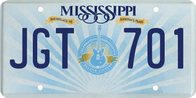 MS license plate JGT701