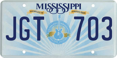 MS license plate JGT703