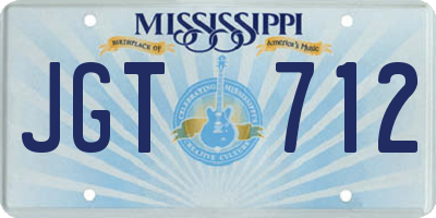 MS license plate JGT712