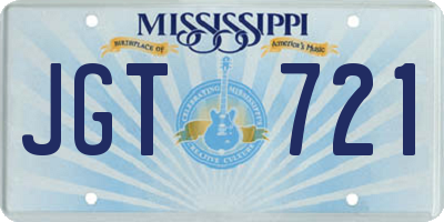 MS license plate JGT721