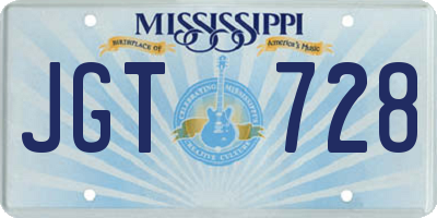 MS license plate JGT728