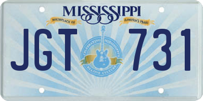MS license plate JGT731