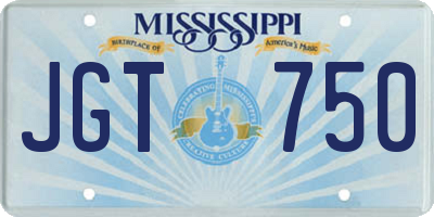 MS license plate JGT750
