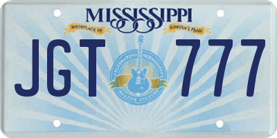 MS license plate JGT777