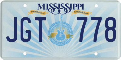 MS license plate JGT778