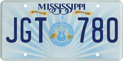 MS license plate JGT780
