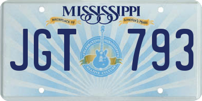 MS license plate JGT793