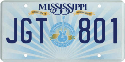 MS license plate JGT801