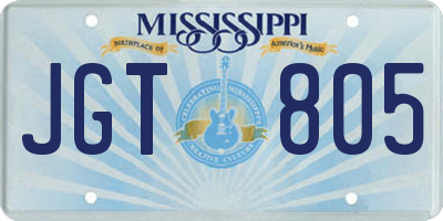 MS license plate JGT805