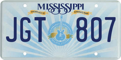 MS license plate JGT807