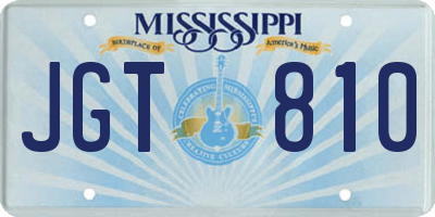 MS license plate JGT810