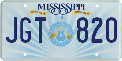 MS license plate JGT820