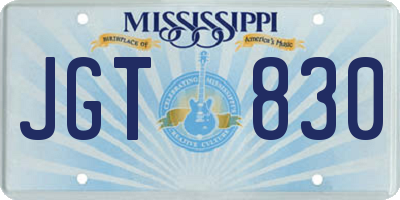 MS license plate JGT830