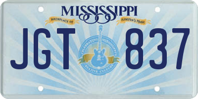 MS license plate JGT837