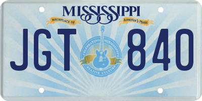 MS license plate JGT840