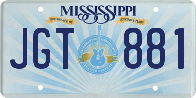 MS license plate JGT881