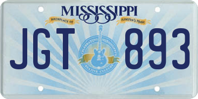 MS license plate JGT893