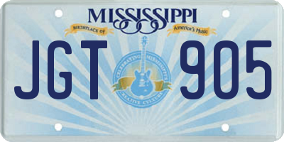 MS license plate JGT905