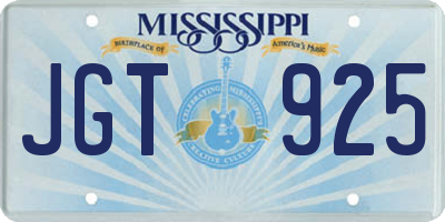 MS license plate JGT925