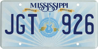 MS license plate JGT926