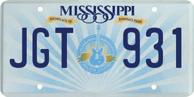 MS license plate JGT931