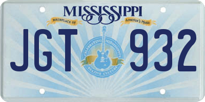 MS license plate JGT932