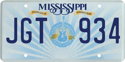 MS license plate JGT934