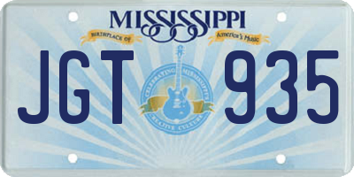 MS license plate JGT935