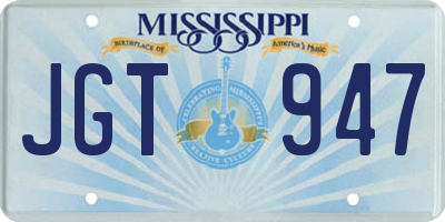 MS license plate JGT947